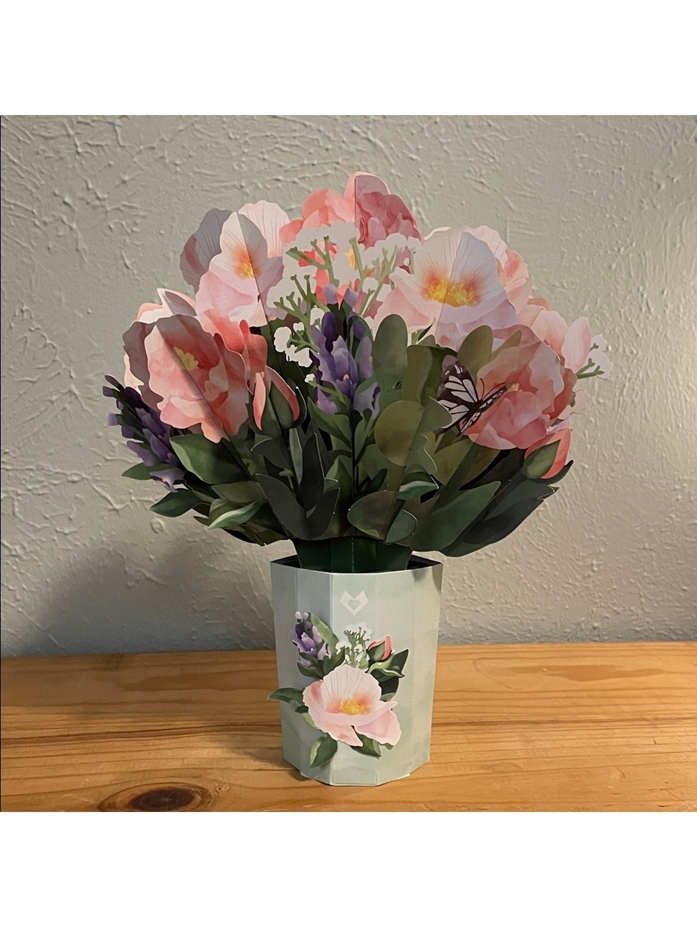 Pink Paper Flower Bouquet in Decorative Vase - Home Accents